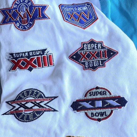 NFL Superbowl Jacket Adult Small Embroidered Patches Football Snap Front Varsity - Picture 11 of 15